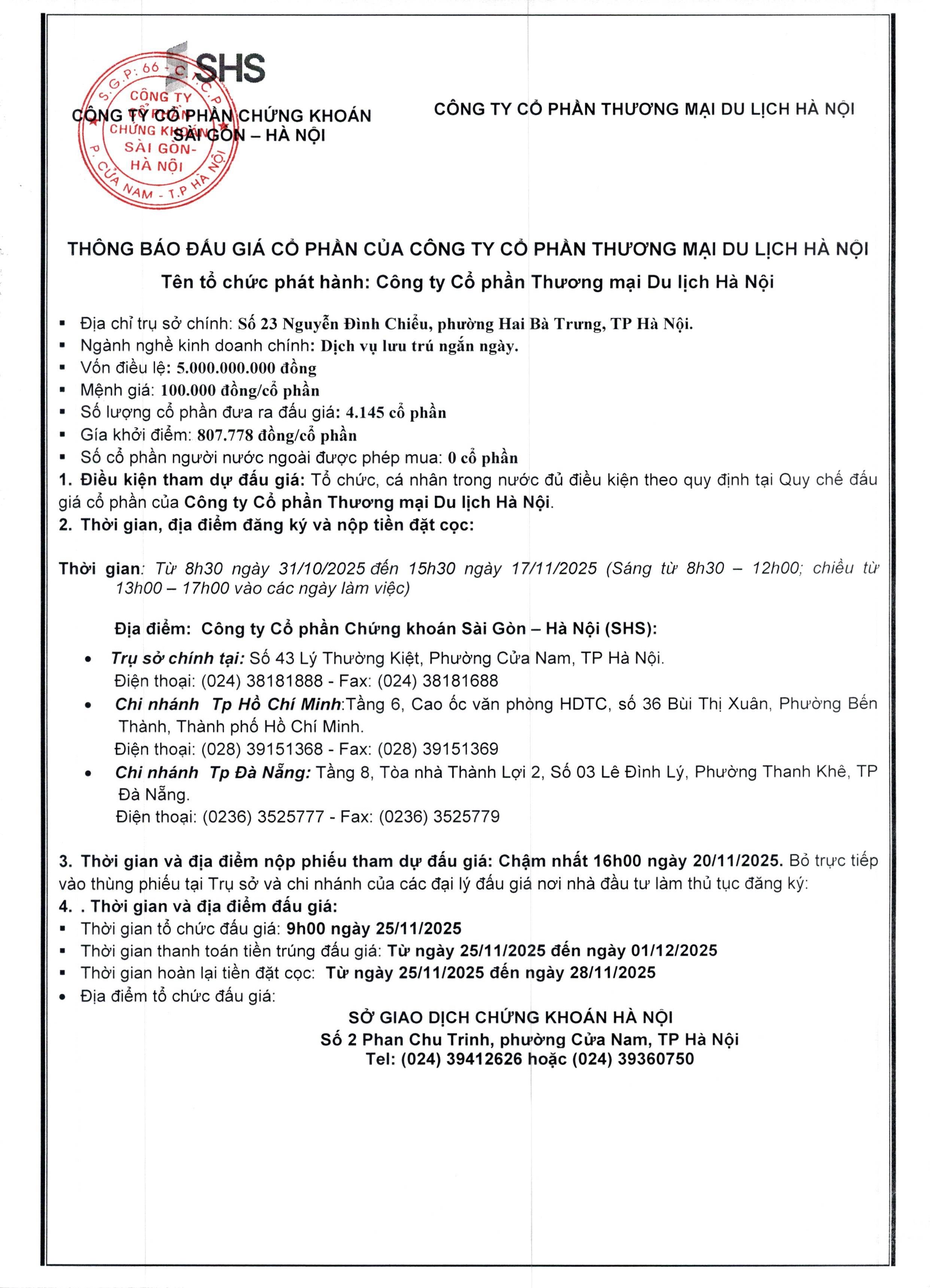 Thông báo đấu giá cổ phần Công ty Cổ phần Thương mại Du lịch Hà Nội.jpg